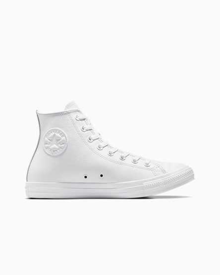 Tenis Converse Chuck Taylor All Star Couro Cano Alto Masculino Branco | PT G075T14